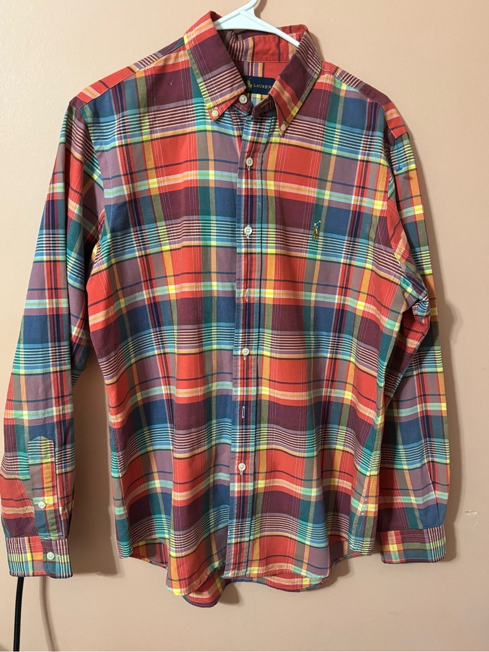 Ralph Lauren Multicolor Plaid Button-Down Shirt (Red, Blue, Green, Yellow)